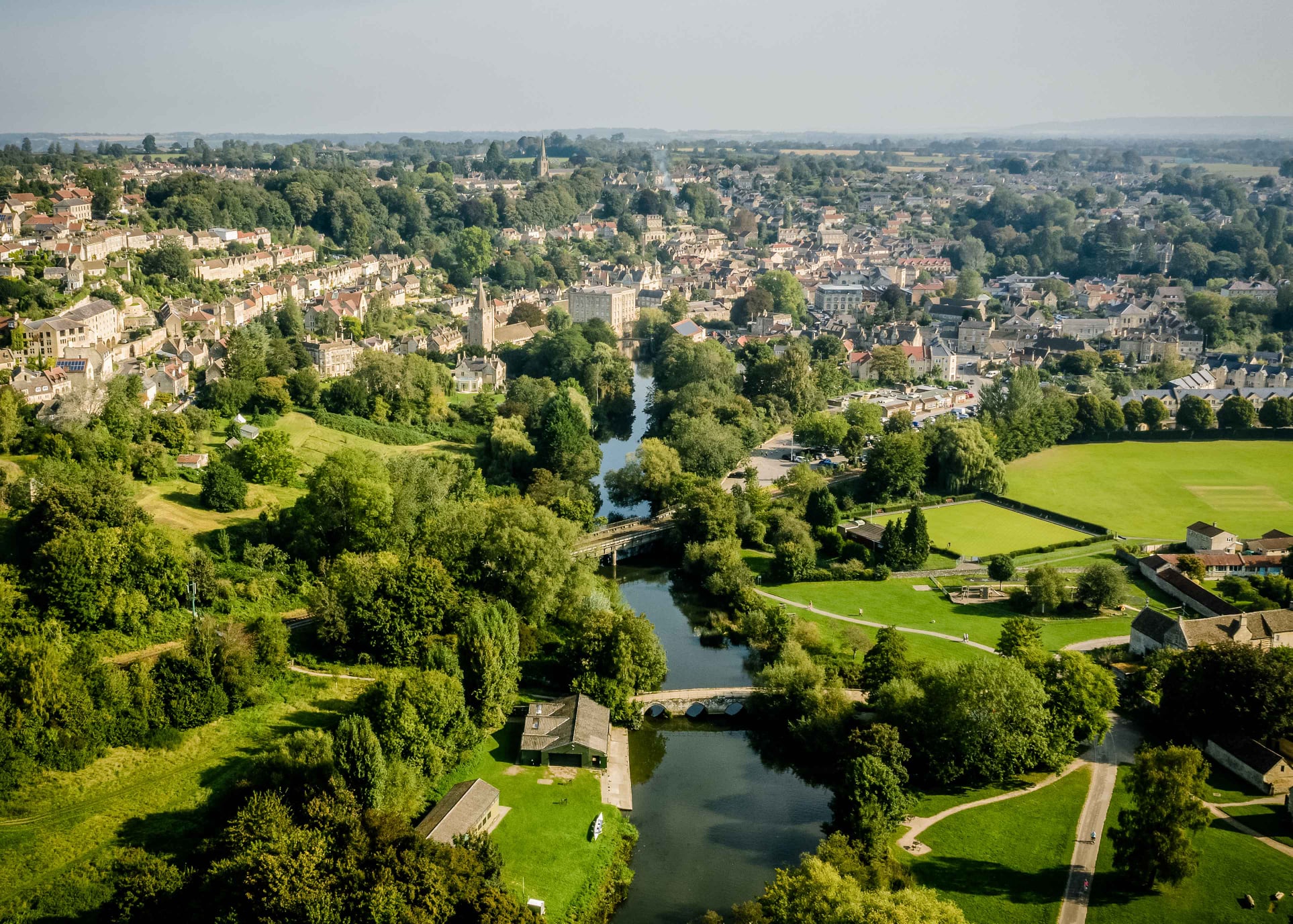 Aerial photo of Bradford on Avon