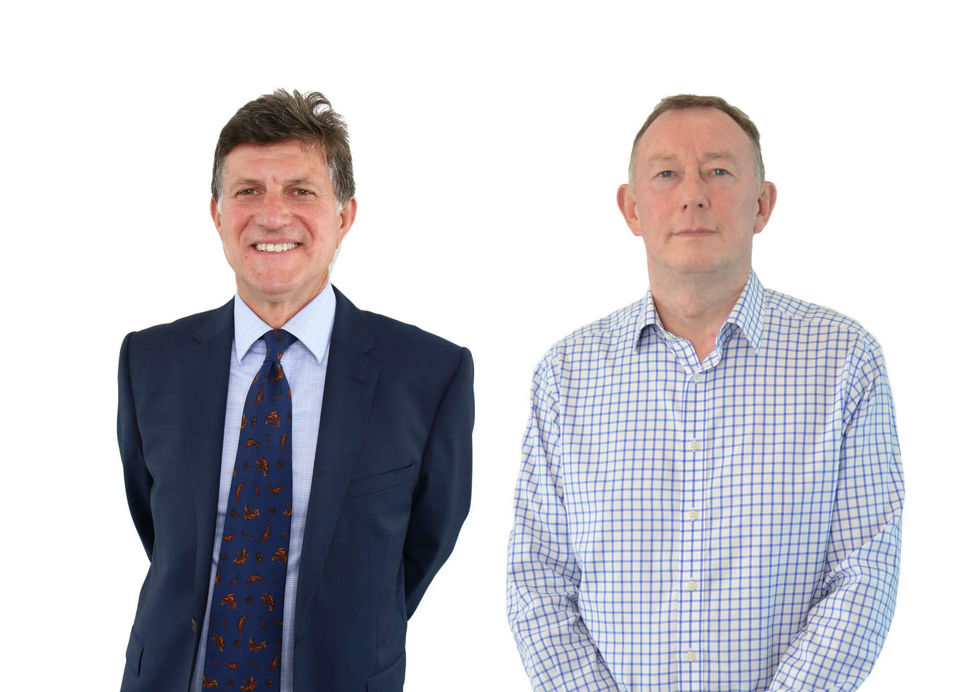 A photo of two new trustees, they are both wearing blue suits. A photo of two new trustees, they are both wearing blue suits.
