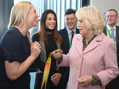 Stephanie Millward meeting Queen Camilla at WAA's airbase official opening event Stephanie Millward meeting Queen Camilla at WAA's airbase official opening event