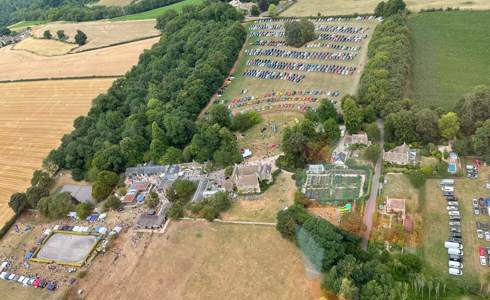 An aerial shot of Middlewick House Open Gardens event in 2022.