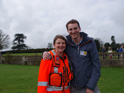 Paramedic Lou Cox with former patient Pete Burch