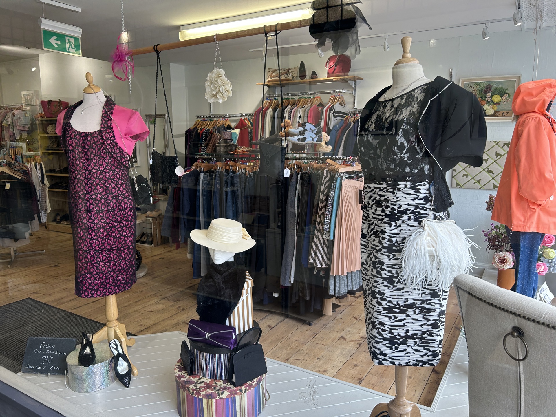 A selection of Mother of the Bride occasion wear for sale in the Devizes Charity Shop