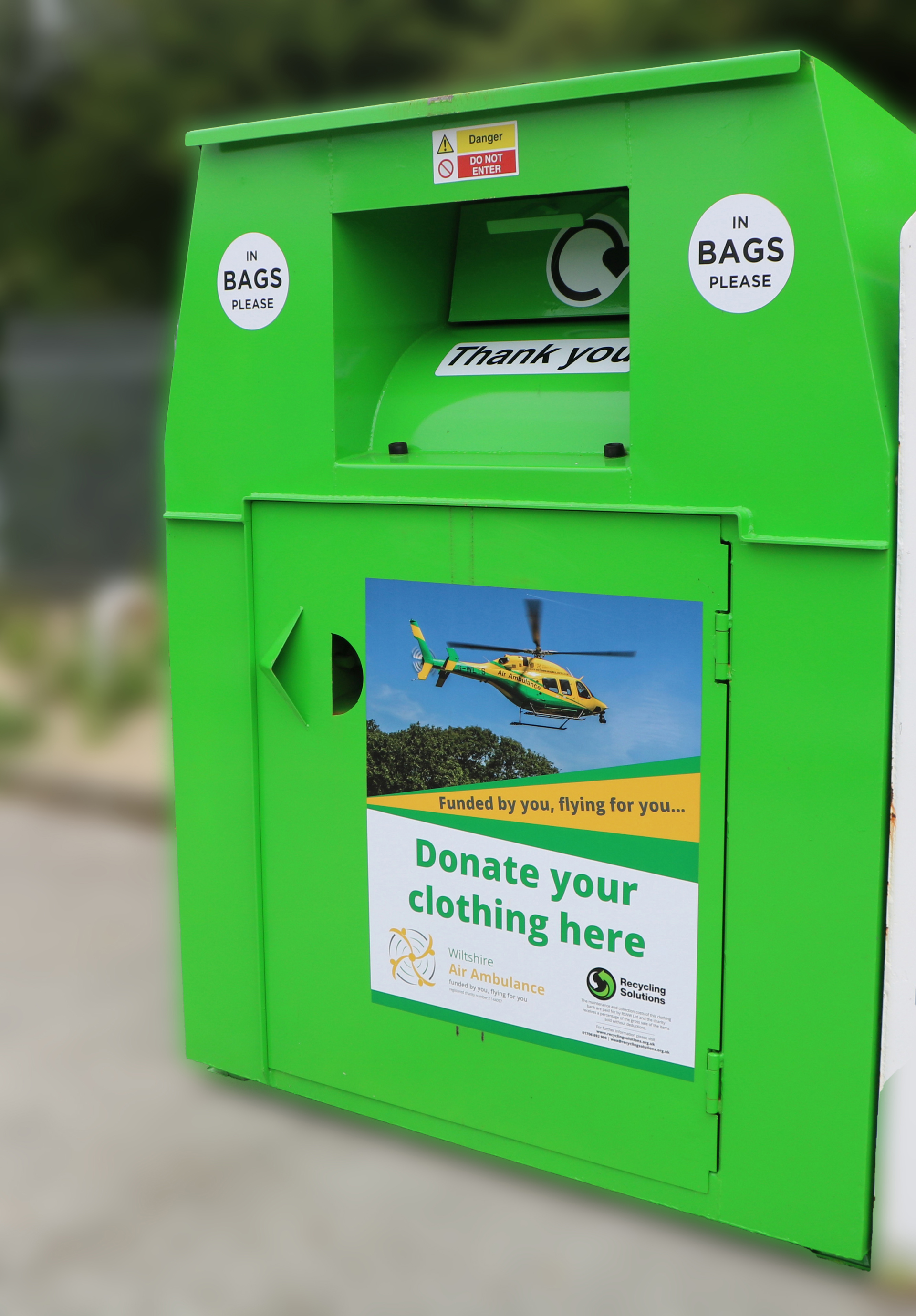 Green charity clothing bank Green charity clothing bank