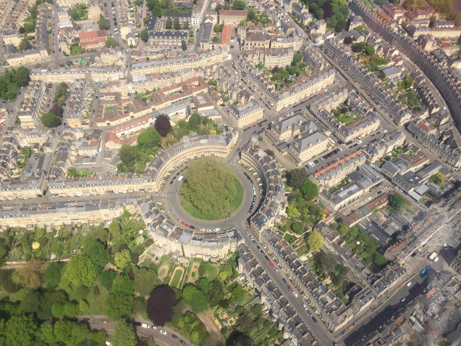 An aerial view of The Circle, Bath