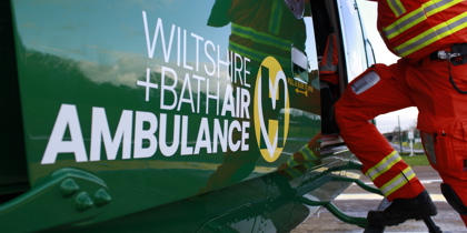 Wiltshire and Bath Air Ambulance aircraft with crew stepping in Wiltshire and Bath Air Ambulance aircraft with crew stepping in