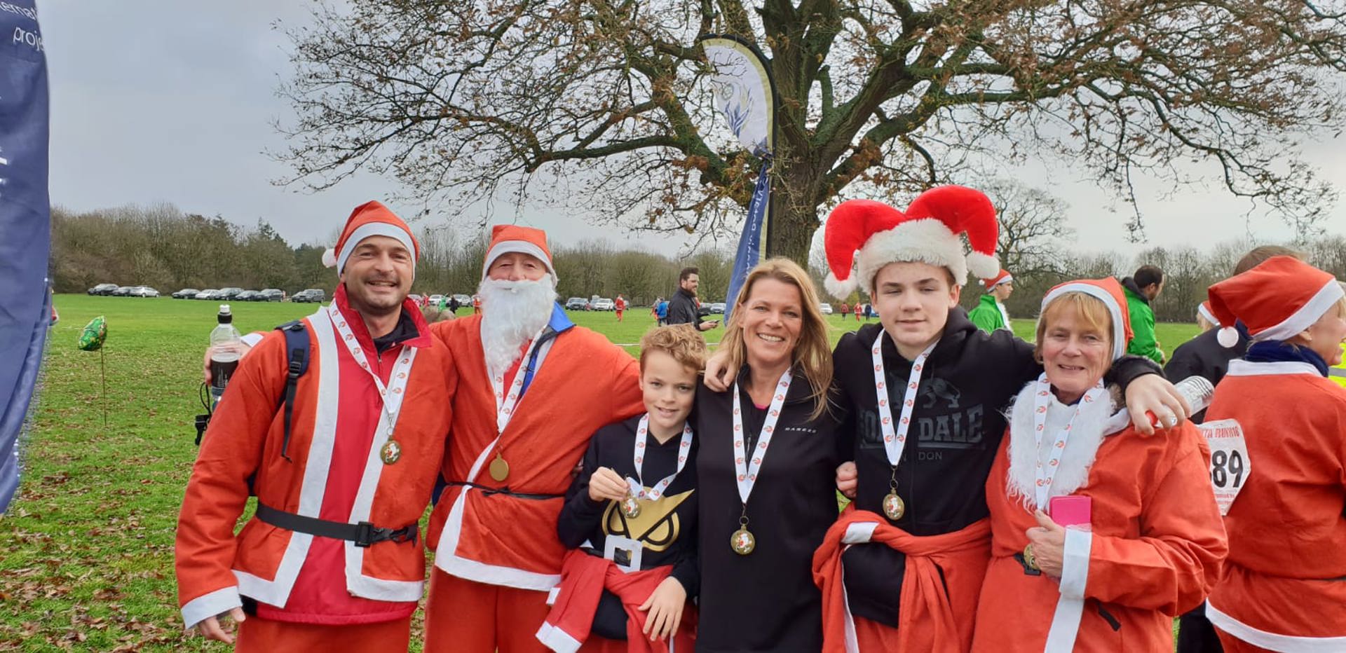 Ben Sibley and family taking part in the Santa Run event Ben Sibley and family taking part in the Santa Run event