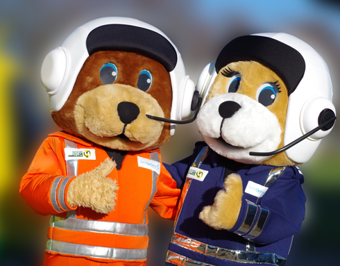 Wiltshire and Bath Air Ambulance mascots Wilber and Marsha