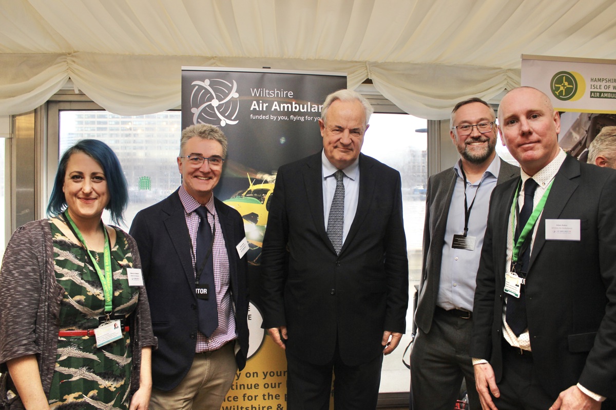 A group of smartly dresses people at the Air Ambulances UK Parliamentary Reception.